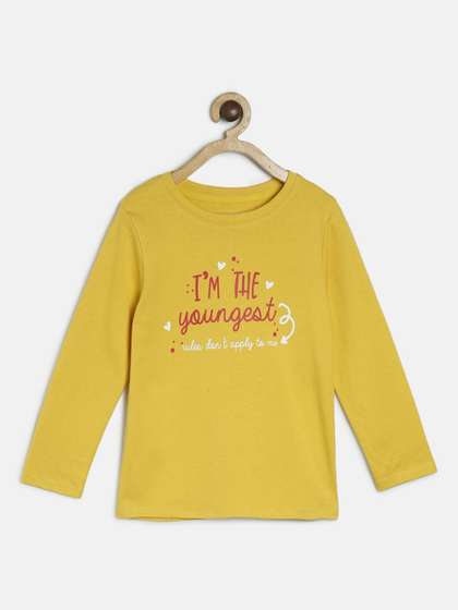 MINI KLUB Girls
                    Typography Printed Long Sleeves Opaque Cotton Top