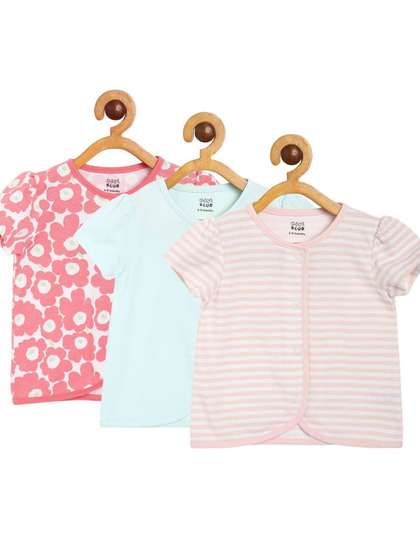 MINI KLUB Girls Pack Of
                    3 Applique Cotton T-shirt