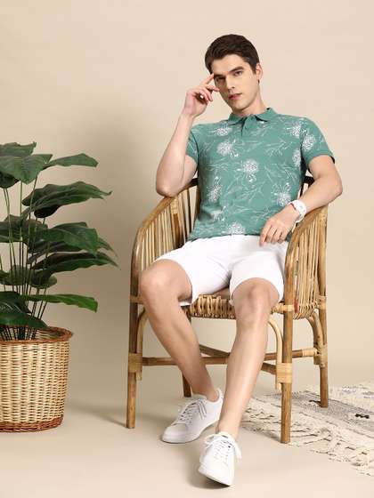 Mast & Harbour Floral Printed Polo Collar T-shirt