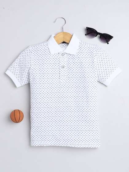 BAESD Boys Geometric Printed Polo Collar Cotton T-shirt