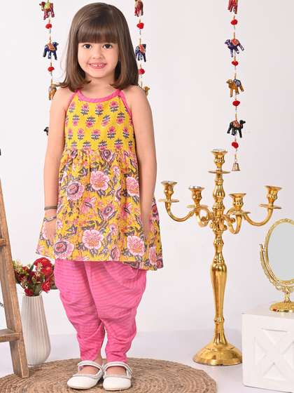Sangria Girls Floral
                      Printed Pure Cotton Halter Neck Kurta Sets