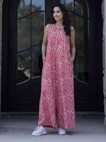 SANSKRUTIHOMES Printed
                      Sleeveless Pure Cotton Basic Jumpsuit
