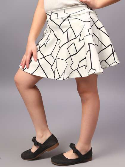 BAESD Girls Printed
                      Flared Knee Length Skirt With Attached Shorts