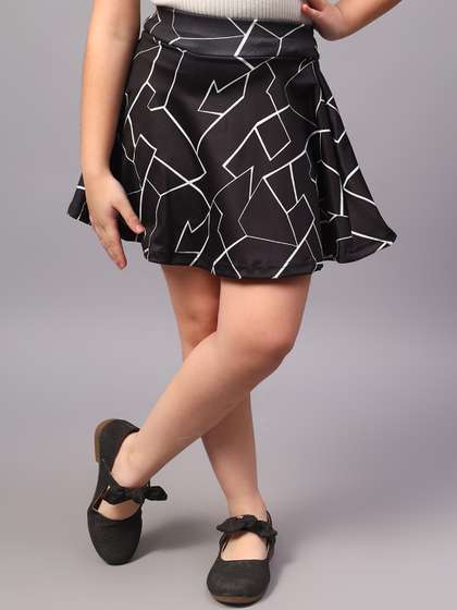 BAESD Girls Printed
                      Flared Above Knee Length Skirt with Attached
                      Shorts