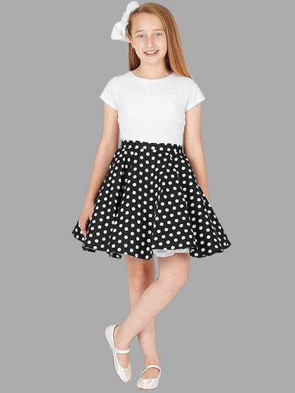 BAESD Girls Polka Dots
                    Printed Flared Knee Length Skirt With Attached
                    Shorts