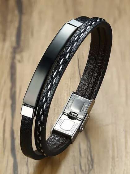 WROGN Men Wraparound
                      Leather Bracelet