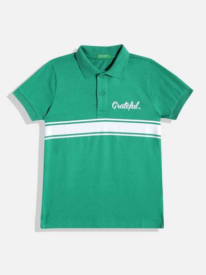 United Colors of Benetton Boys Striped Detail Regular Fit Polo Collar T-shirt