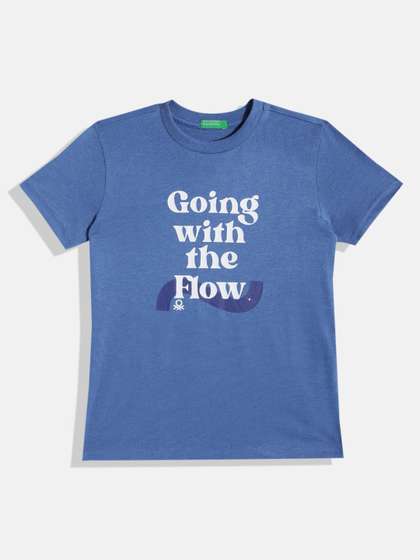 United Colors of Benetton Boys Typography Printed Round-Neck Regular Fit T-shirt