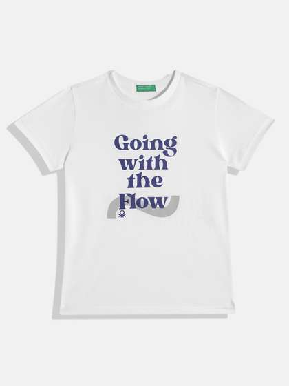 United Colors of Benetton Boys Typography Printed Round-Neck Regular Fit T-shirt