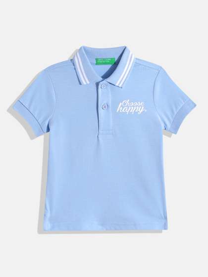 United Colors of Benetton Boys Typography Printed Polo Collar T-shirt