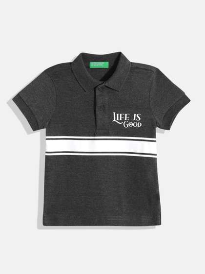 United Colors of Benetton Boys Striped Polo Collar T-shirt
