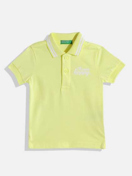 United Colors of Benetton Boys Typography Printed Polo Collar T-shirt