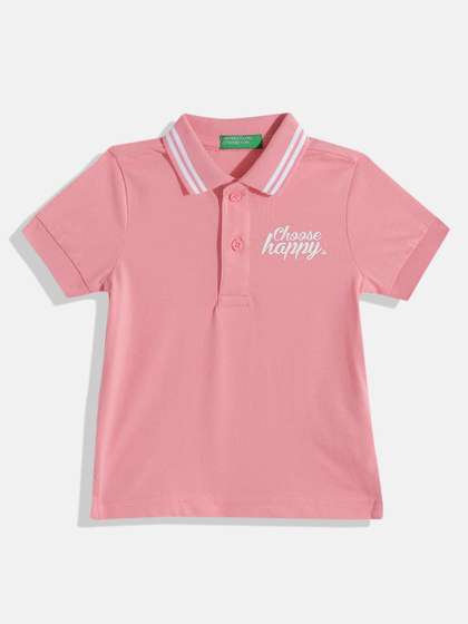 United Colors of Benetton Boys Typography Printed Polo Collar T-shirt