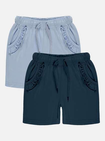 KiddoPanti Girls Pack Of
                    2 Mid-Rise Pure Cotton Shorts