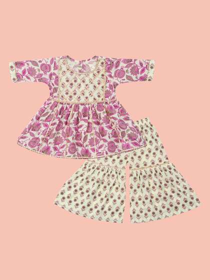 BAESD Girls Floral
                    Printed Regular Kurta with Sharara