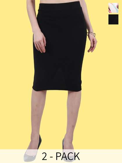 Popwings Pack Of 2 Printed PencilSkirts