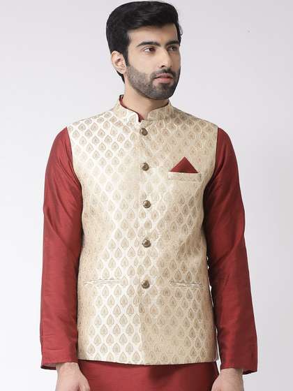 KISAH Woven Design Nehru Jacket