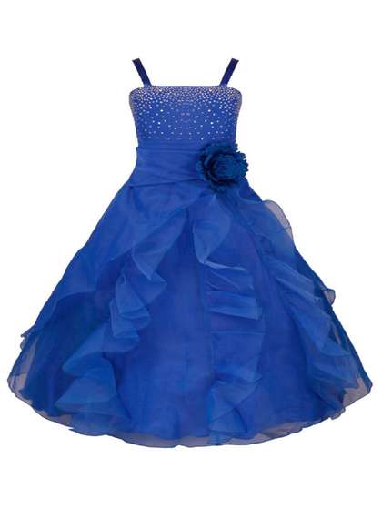 BAESD Girls Shoulder
                    Straps Satin Fit & Flare Maxi Party Dress Comes
                    With A belt