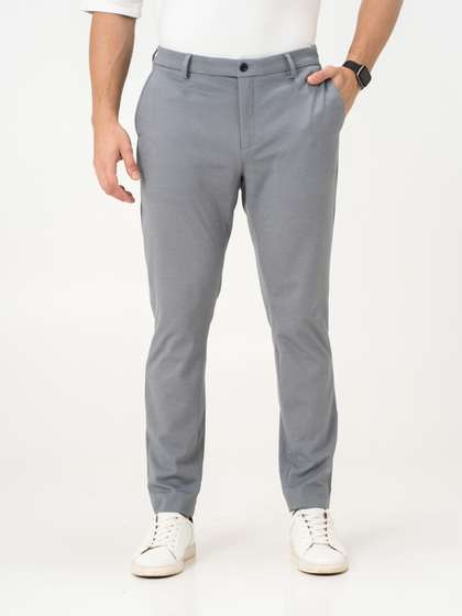 The Pant Project
                          Steel Grey Slim-Fit Wrinkle-Free Power-Stretch
                          Knitted Trousers