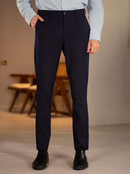 The Pant Project Men Slim Fit Mid-Rise Wrinkle Free Soft-Stretch-Comfort Formal Trousers