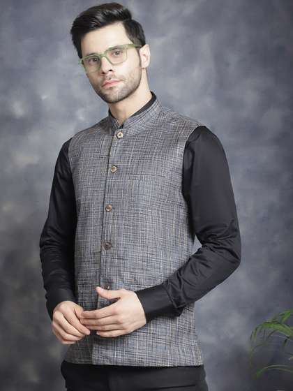 Jompers Woven Design Nehru Jacket