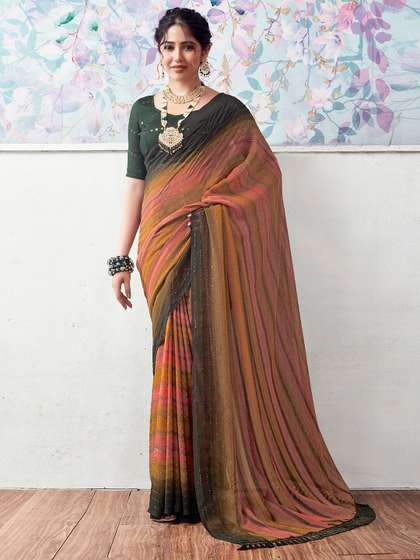 Mitera Striped Banarasi Saree