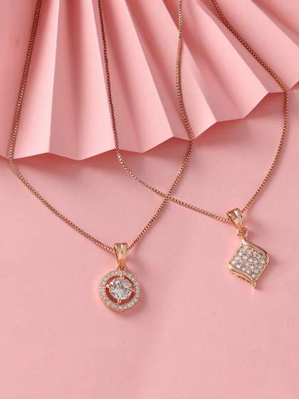 84% Off Zaveri Pearls Rose Gold-Plated Pendants, Now ₹441 (Original ₹2750)