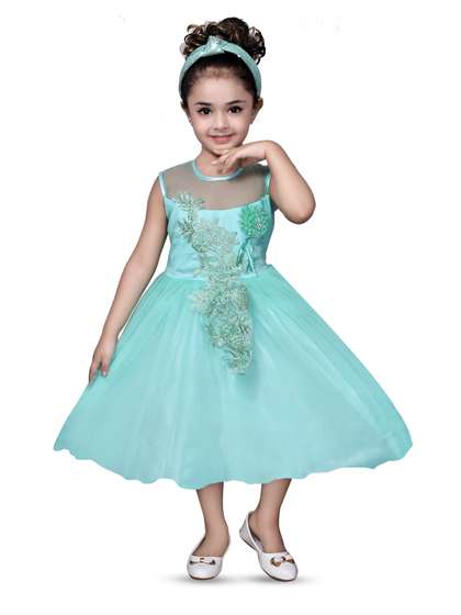 BAESD Round Neck
                      Embellished Net Fit & Flare Dress