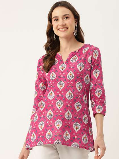 FERANOID Ethnic Motifs Printed Pure Cotton Kurti