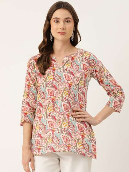 FERANOID Ethnic
                        Motifs Printed Pure Cotton Kurti