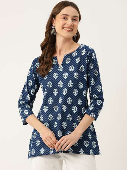 FERANOID Chevron Printed Pure Cotton Kurti