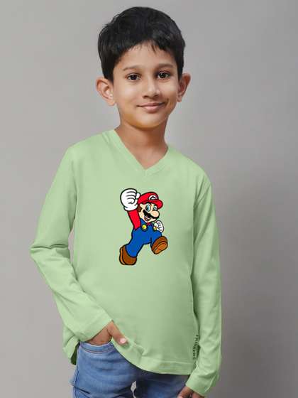 Friskers Boys Printed Long Sleeves V-Neck Regular Fit Cotton T-shirt