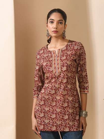 KALINI Floral Printed Pure Cotton Tunic