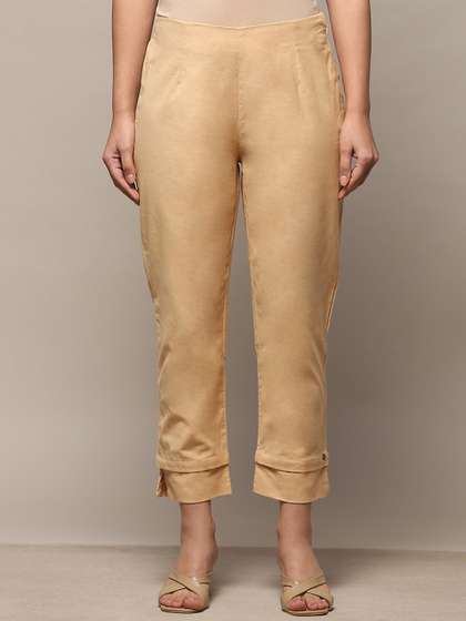 Biba Women Relaxed
                          Cropped Cotton Ethnic Trousers
