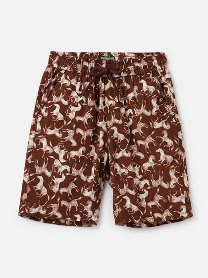 United Colors of
                    Benetton Boys Conversational Printed Mid Rise Cotton
                    Shorts