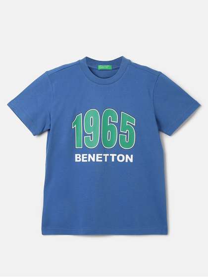 United Colors of Benetton Boys Round Neck Short Sleeves Printed Pure Cotton T-shirt