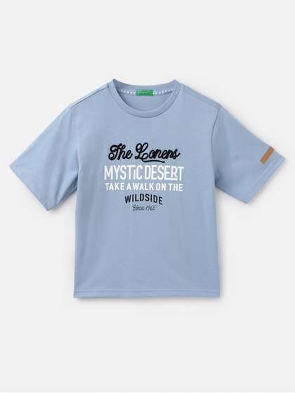 United Colors of Benetton Boys Round Neck Printed Pure Cotton Regular Fit T-shirt