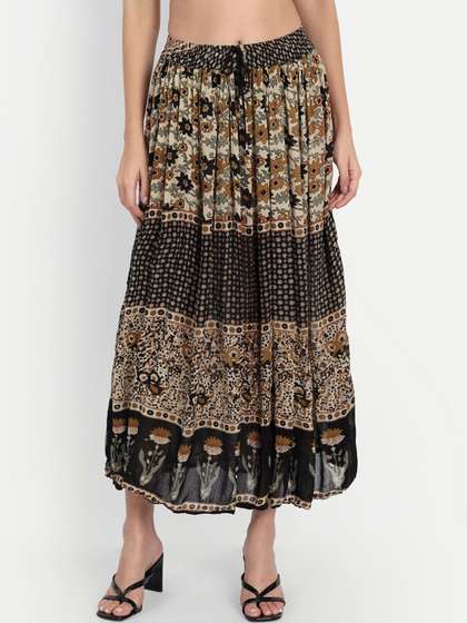 Indiankala4u Floral Midi Flared Skirts