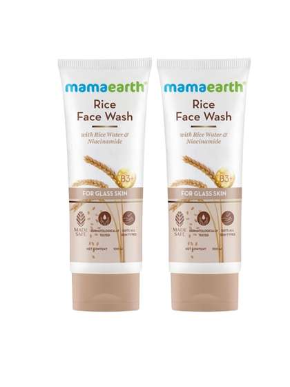 Mamaearth Set Of 2 Rice Face Wash For Glass Glow with Niacinamide - 100ml Each
