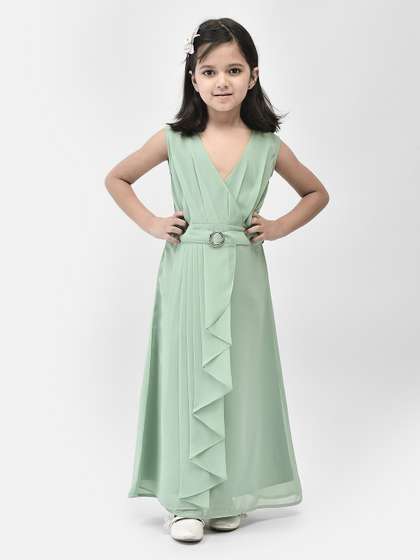 Eavan Girls V-Neck
                      Pleated Georgette Maxi Dress