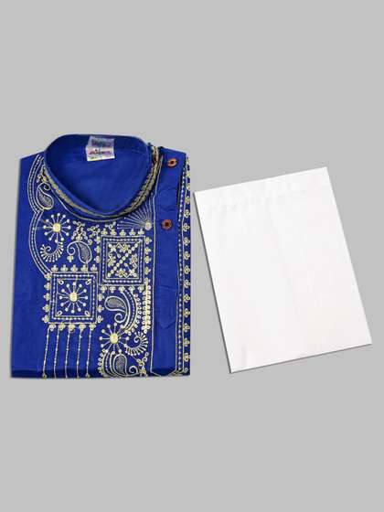 BAESD Boys Ethnic Motifs
                    Yoke Deign Pure Cotton Straight Kurta with Pyjamas