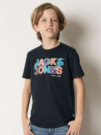 Jack & Jones Junior Boys Typography Printed Pure Cotton T-shirt