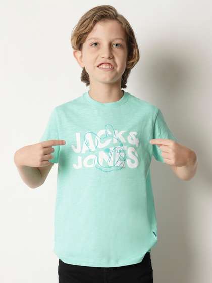 Jack & Jones Junior Boys Typography Printed Pure Cotton T-shirt
