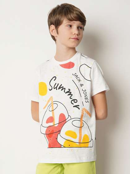 Jack & Jones Junior Boys Typography Printed Pure Cotton T-shirt