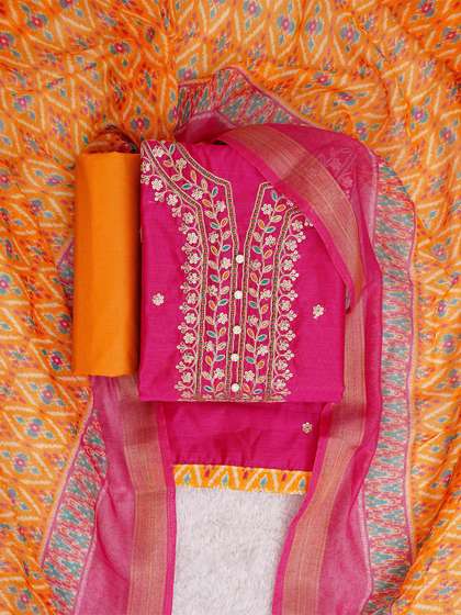 TAVAS Floral
                          Embroidered Unstitched Dress Material