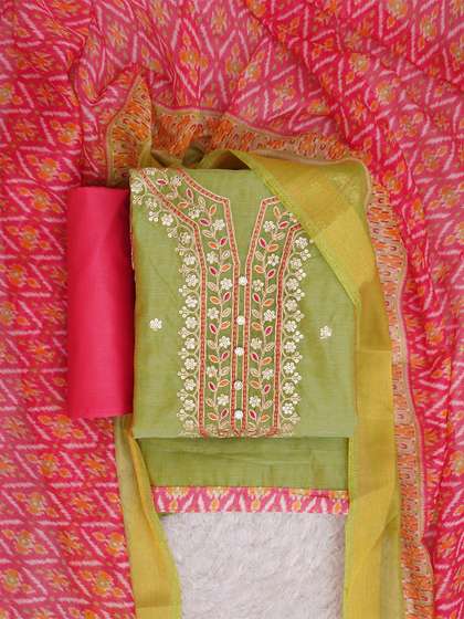 TAVAS Floral
                      Embroidered Sequinned Unstitched Dress Material