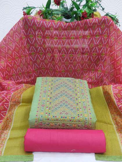TAVAS Ethnic Motifs
                      Embroidered Zari Unstitched Dress Material