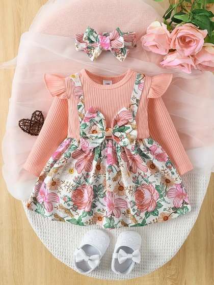 BAESD Floral Printed Bow
                    Fit & Flare Dress