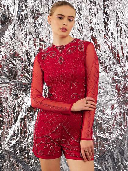 STREET 9 Long
                        Sleeves Embellished Playsuit