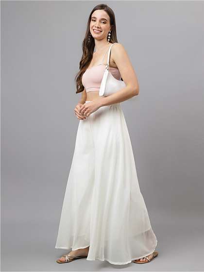 RATAN Women Georgette
                      Flared Freesize Relaxed Fit Palazzo With Lining
                      Pants